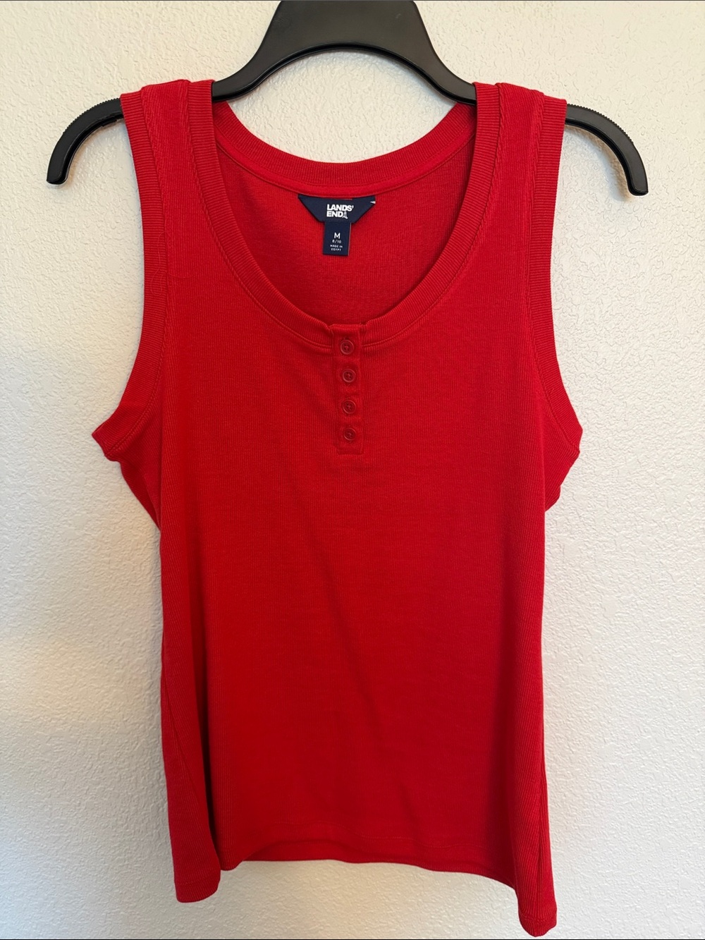 Lands' End Red Ribbed Henley Tank - Picture 3 of 7